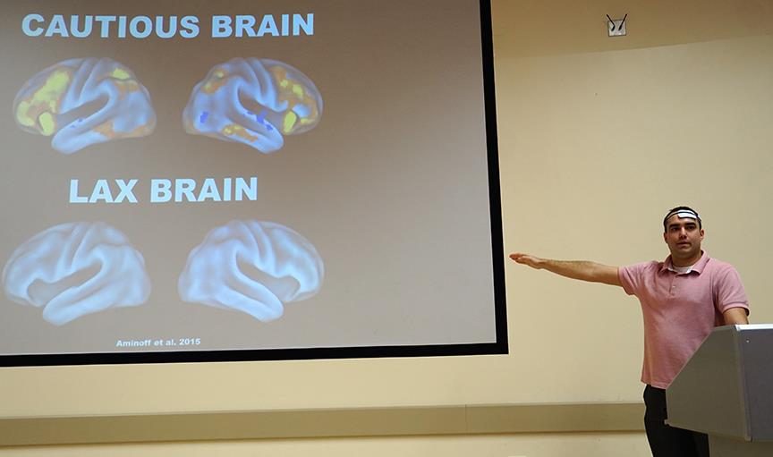 Evan Layher shared how to improve memory-based decision-making through neurostimulation. Credit: Patricia Marroquin