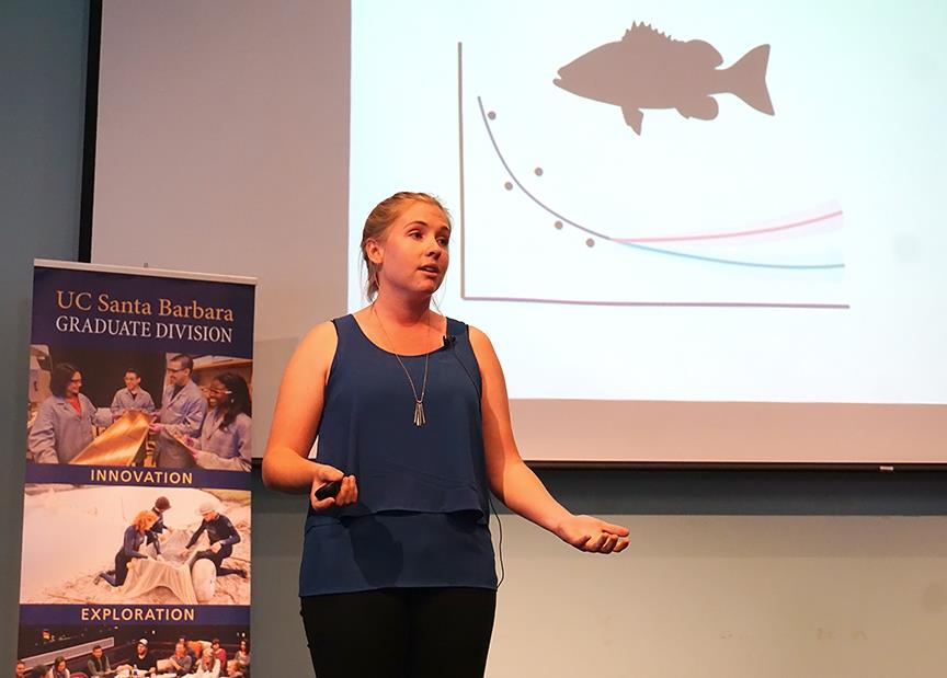 katherine_millage_DSC03492_web Katherine Millage's Grad Slam talk focused on seafood certifications. Credit: Patricia Marroquin