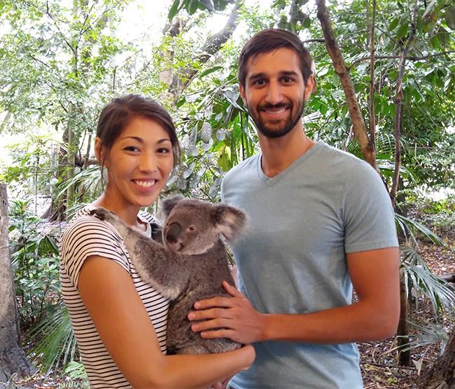 Chris and his girlfriend enjoying the local fauna on a trip to Australia. Photo courtesy of Chris Sweeney