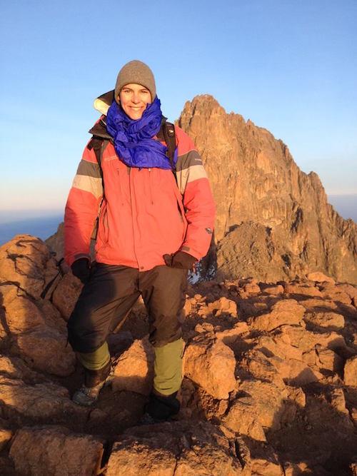 Sara takes a break from surveying rodents on Mt. Kenya to climb Lenana Peak (16,355 ft!)
